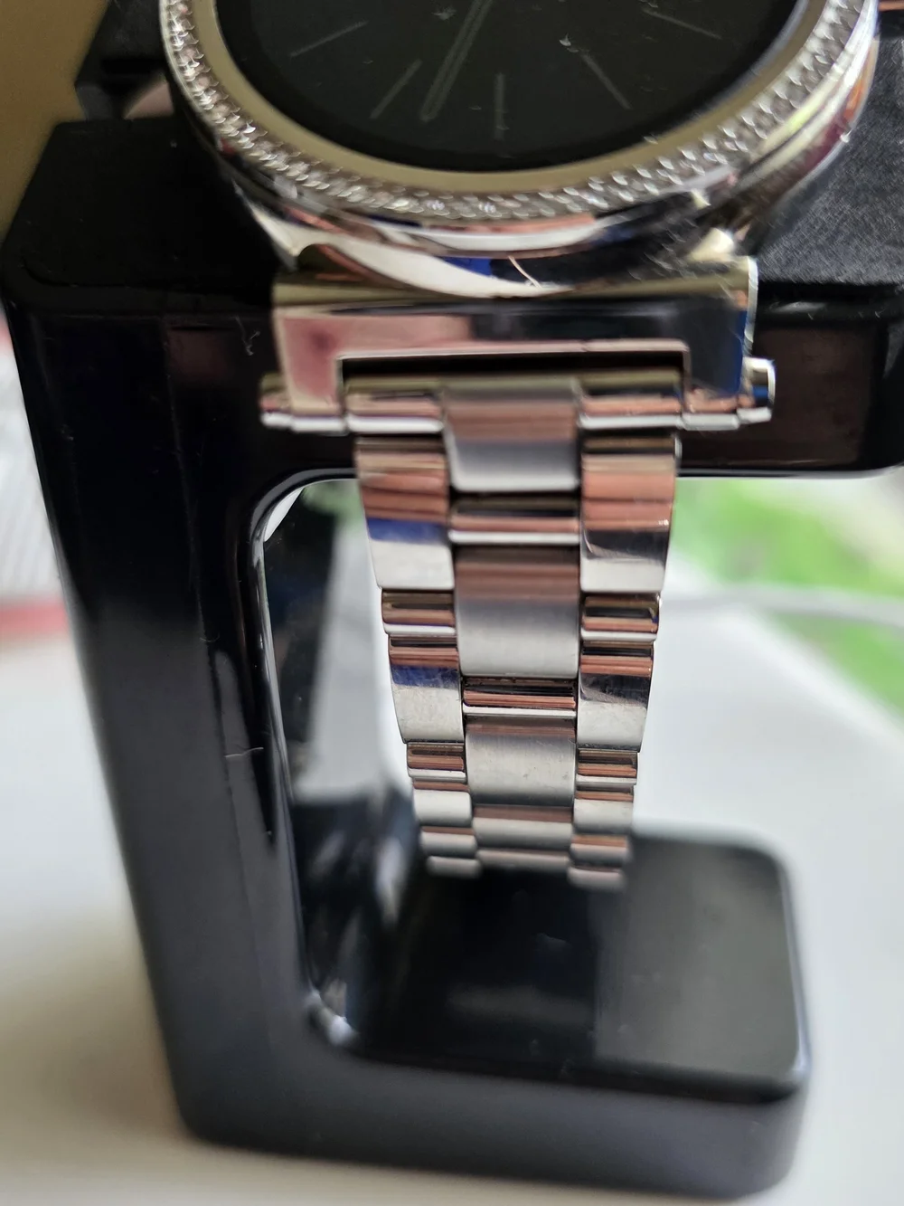 Michael Kors Silver Stainless Steel Smartwatch with Black Dial With Charger